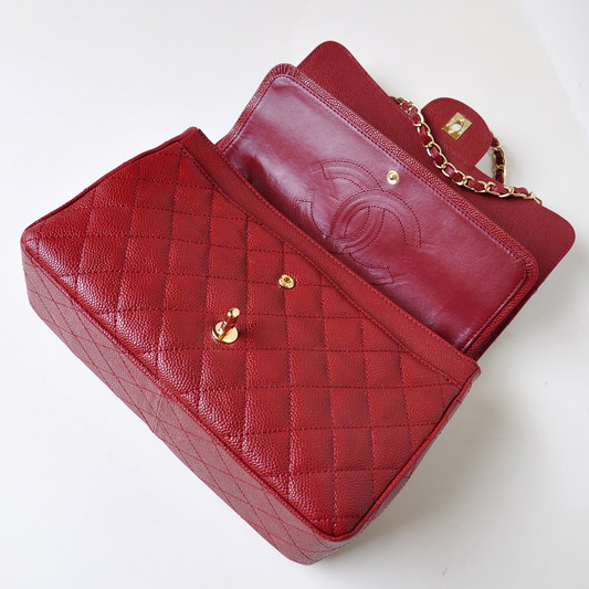 Chanel Jumbo Quilted Classic Caviar Leather Flap Bag A58600 Claret in Gold