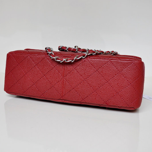 Chanel Jumbo Quilted Classic Caviar Leather Flap Bag A58600 Claret in Silver