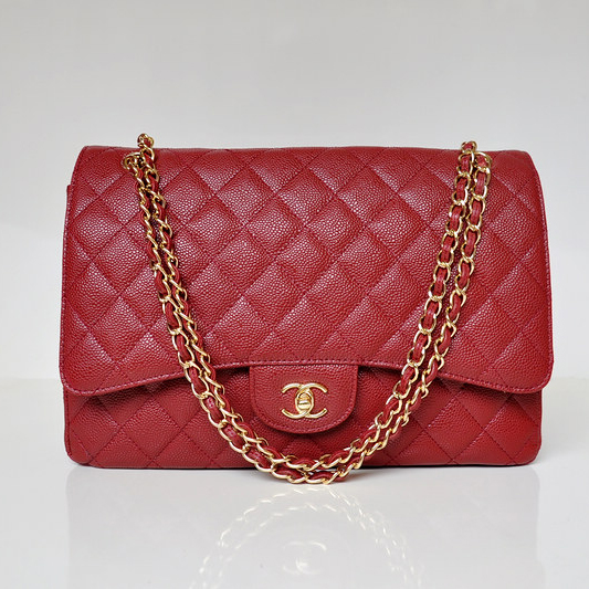 Chanel Jumbo Quilted Classic Caviar Leather Flap Bag A58601 Claret in Gold