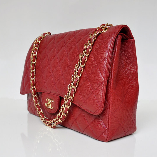 Chanel Jumbo Quilted Classic Caviar Leather Flap Bag A58601 Claret in Gold