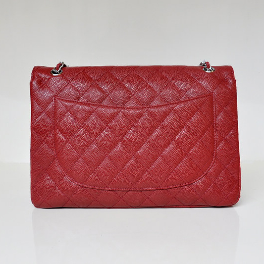 Chanel Jumbo Quilted Classic Caviar Leather Flap Bag A58601 Claret in Silver