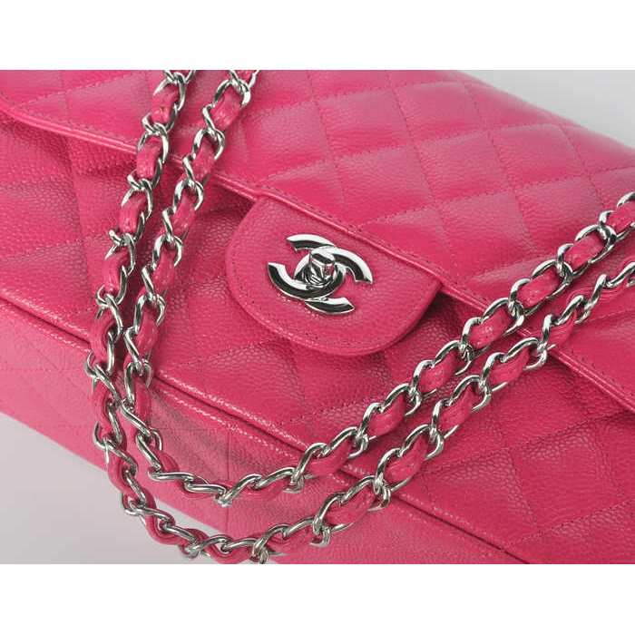 Chanel Jumbo Quilted Classic Caviar leather Flap Bag A58600 Rose Silver