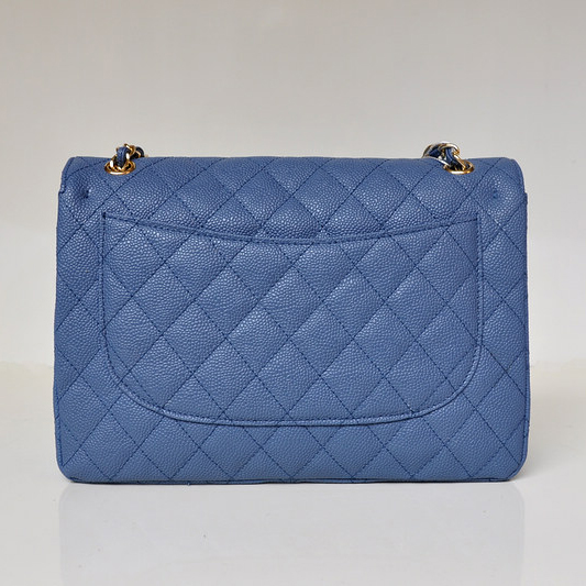 Chanel Jumbo Quilted Classic Caviar leather Flap Bag A58600 blue Gold