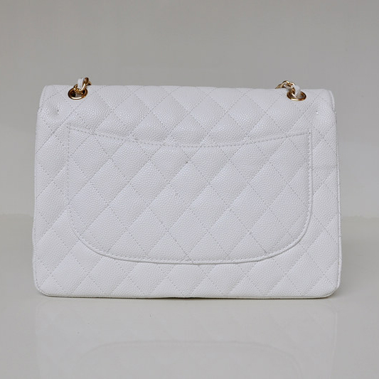 Chanel Jumbo Quilted Classic Caviar leather Flap Bag A58600 white Gold