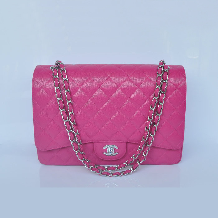 Chanel Jumbo Quilted Classic Caviar leather Flap Bag A58601 Rose Silver