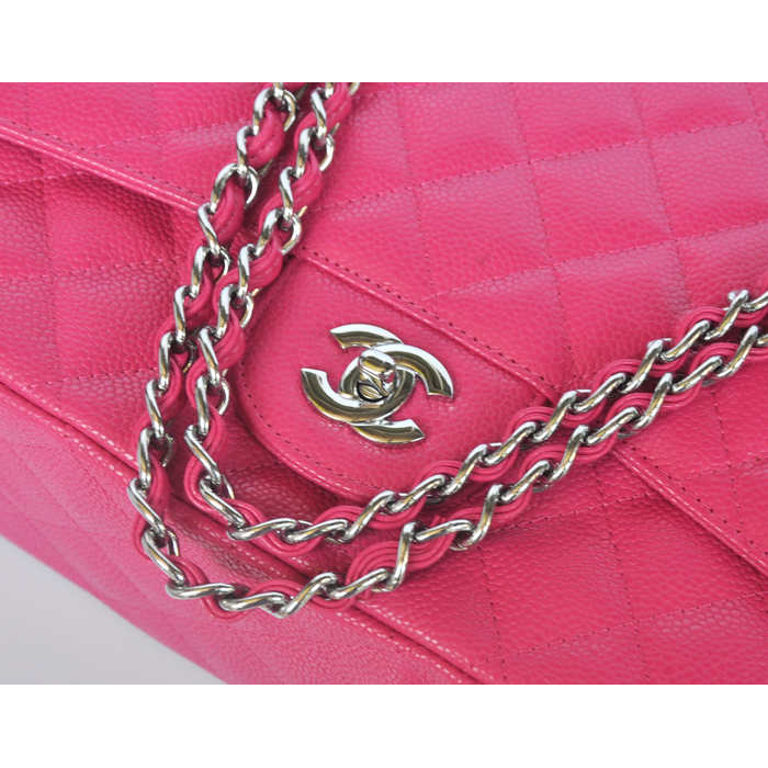 Chanel Jumbo Quilted Classic Caviar leather Flap Bag A58601 Rose Silver