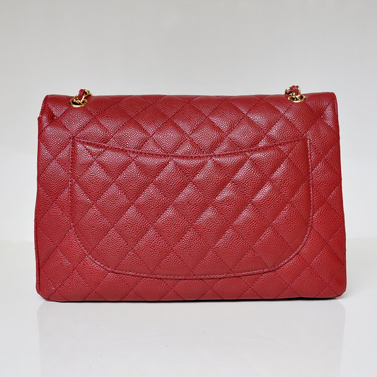 Chanel Jumbo Quilted Classic Caviar leather Flap Bag A58601 red Gold