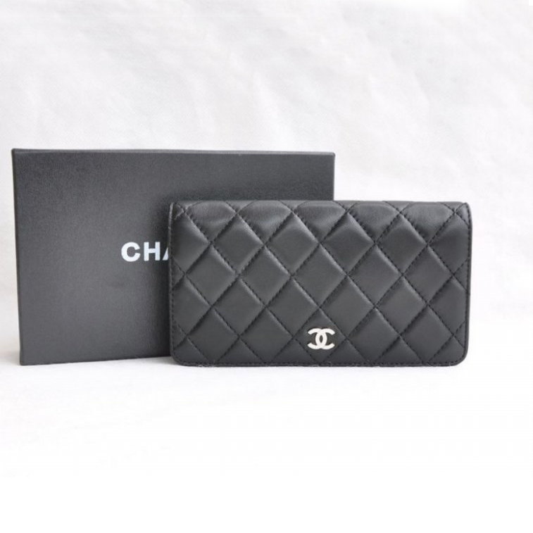 Chanel Lambskin Leather Bi-Fold Wallet A31508 Black