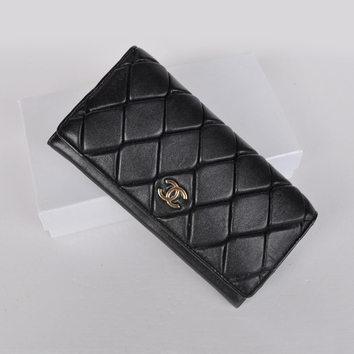 Chanel Lambskin Leather Bi-Fold Wallet C0901 Black