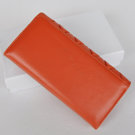 Chanel Lambskin Leather Bi-Fold Wallet C0901 Orange