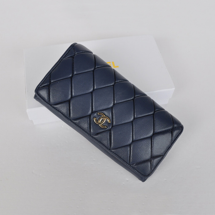 Chanel Lambskin Leather Bi-Fold Wallet C0901 Royalblue