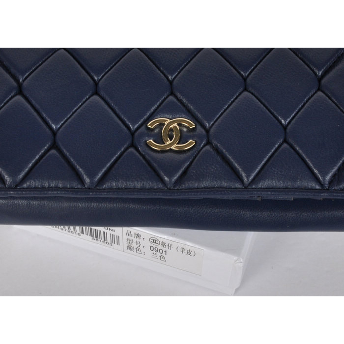 Chanel Lambskin Leather Bi-Fold Wallet C0901 Royalblue