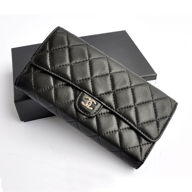 Chanel Lambskin Leather Clutch Wallet 31504 Black