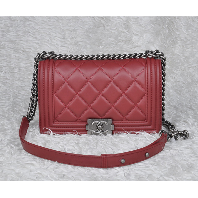 Chanel Le Boy 2014 Flap Shoulder Bag Original Leather A92105 Claret