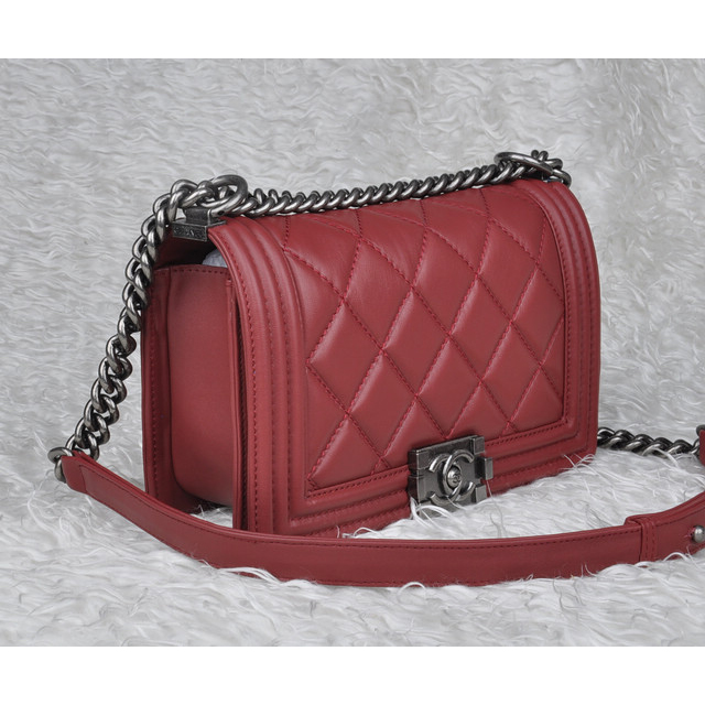 Chanel Le Boy 2014 Flap Shoulder Bag Original Leather A92105 Claret