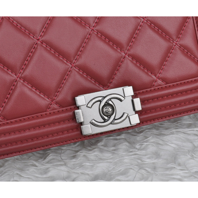 Chanel Le Boy 2014 Flap Shoulder Bag Original Leather A92105 Claret