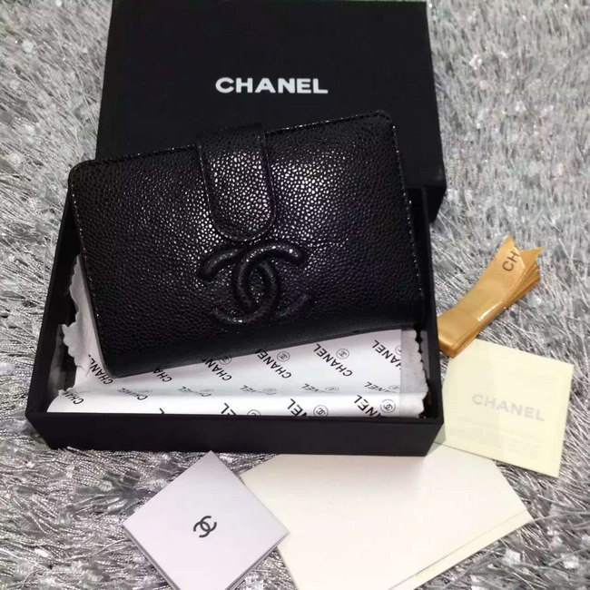 Chanel Matelasse Bi-Fold Wallet Caviar Leather A50073 Black