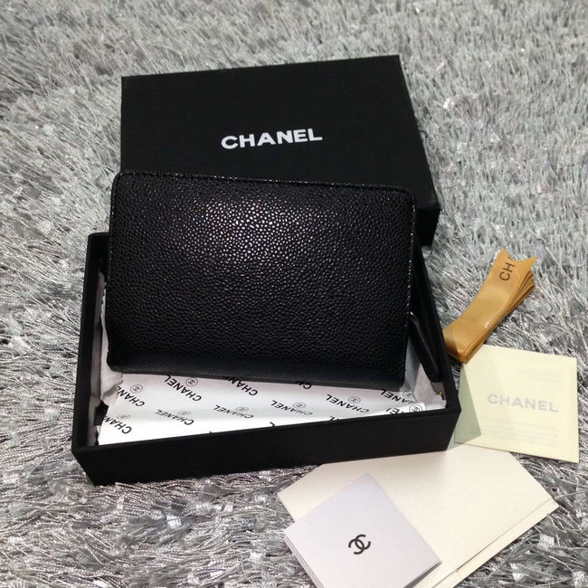 Chanel Matelasse Bi-Fold Wallet Caviar Leather A50073 Black