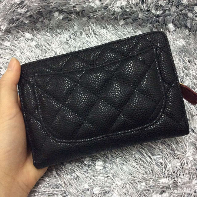 Chanel Matelasse Bi-Fold Wallet Caviar Leather A50073 Black