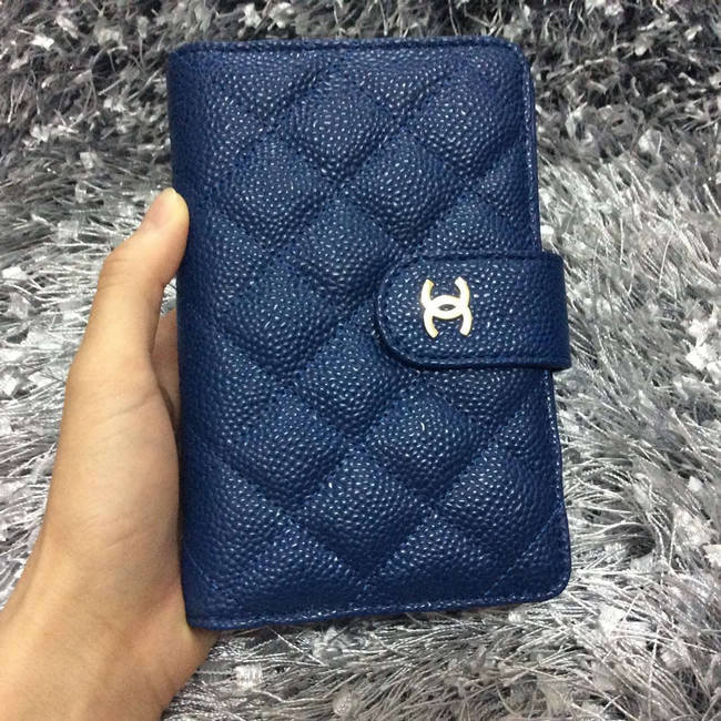 Chanel Matelasse Bi-Fold Wallet Caviar Leather A50073 Blue