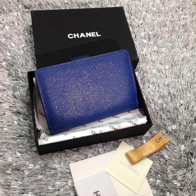 Chanel Matelasse Bi-Fold Wallet Caviar Leather A50073 Blue