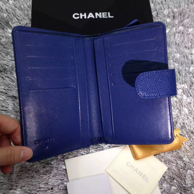 Chanel Matelasse Bi-Fold Wallet Caviar Leather A50073 Blue