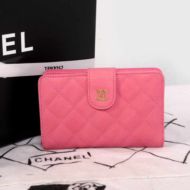 Chanel Matelasse Bi-Fold Wallet Nubuck Cannage leather C0041 Pink