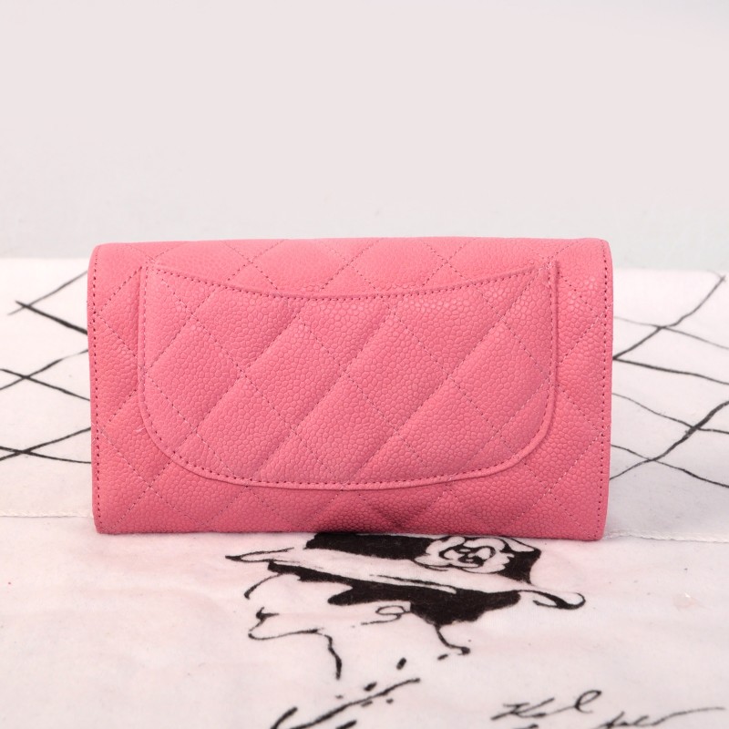 Chanel Matelasse Bi-Fold Wallet Nubuck Cannage leather C0041 Pink