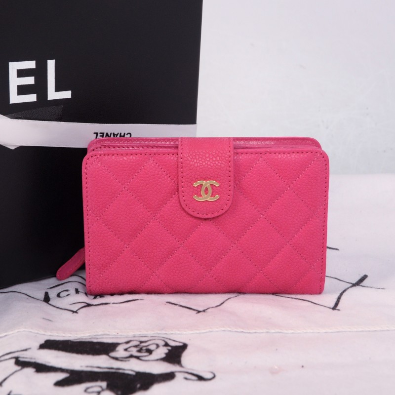 Chanel Matelasse Bi-Fold Wallet Nubuck Cannage leather C0041 Rose