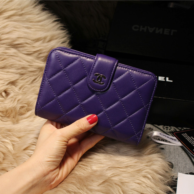 Chanel Matelasse Bi-Fold Wallet Sheepskin Leater A31506 Purple