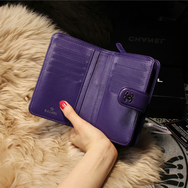 Chanel Matelasse Bi-Fold Wallet Sheepskin Leater A31506 Purple