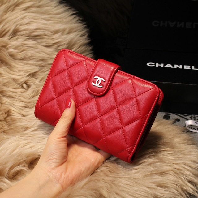 Chanel Matelasse Bi-Fold Wallet Sheepskin Leater A31506 Red