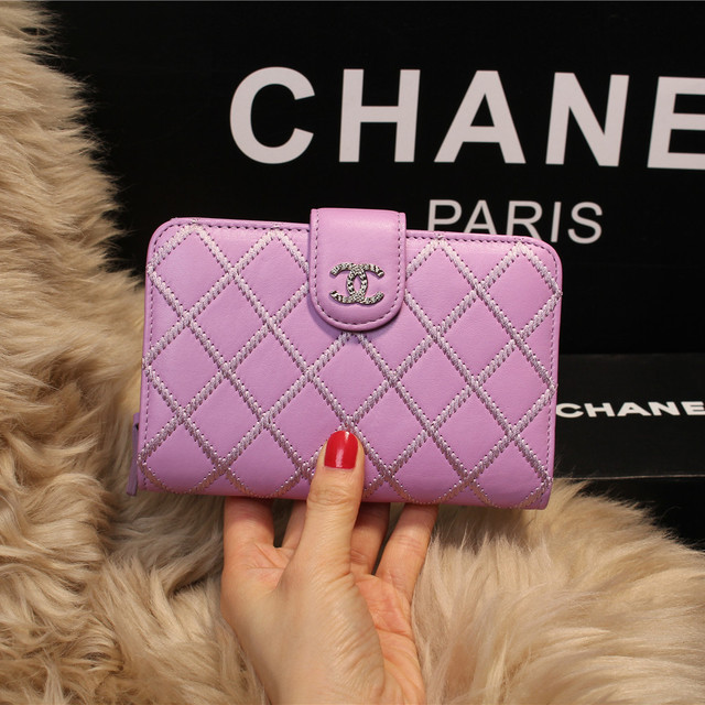 Chanel Matelasse Bi-Fold Wallet Sheepskin Leater A80136 Lavender