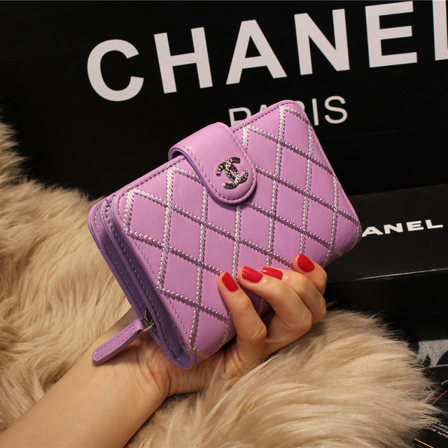 Chanel Matelasse Bi-Fold Wallet Sheepskin Leater A80136 Lavender