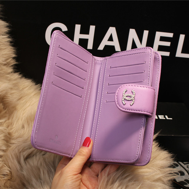 Chanel Matelasse Bi-Fold Wallet Sheepskin Leater A80136 Lavender