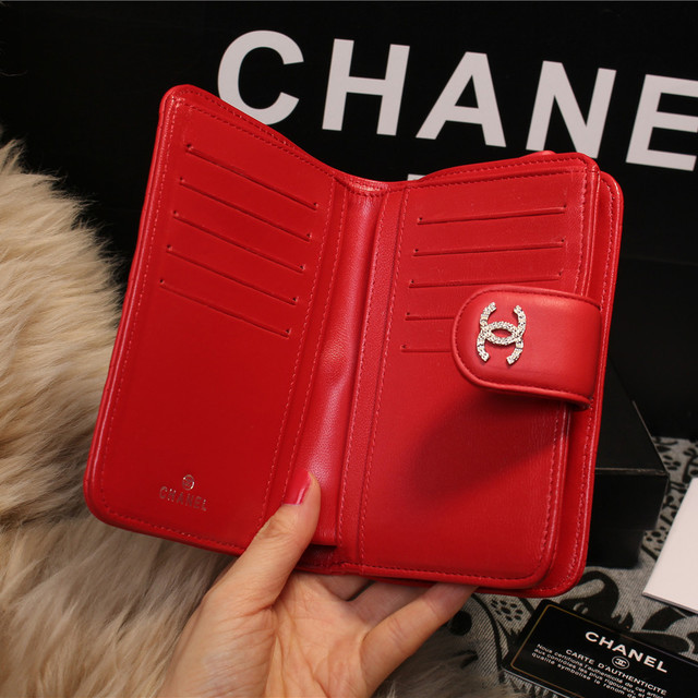 Chanel Matelasse Bi-Fold Wallet Sheepskin Leater A80136 Red