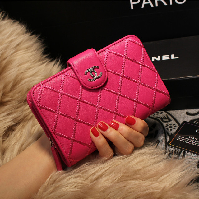 Chanel Matelasse Bi-Fold Wallet Sheepskin Leater A80136 Rose