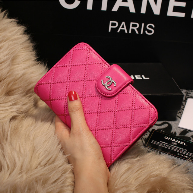 Chanel Matelasse Bi-Fold Wallet Sheepskin Leater A80136 Rose