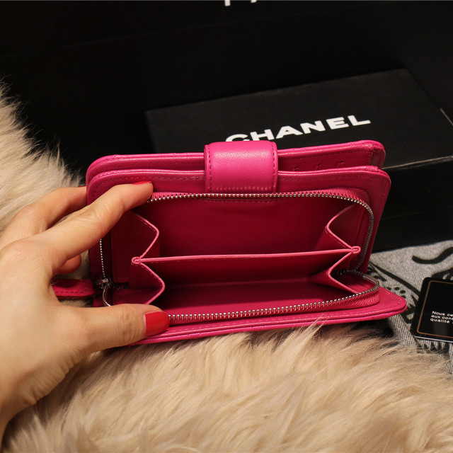 Chanel Matelasse Bi-Fold Wallet Sheepskin Leater A80136 Rose