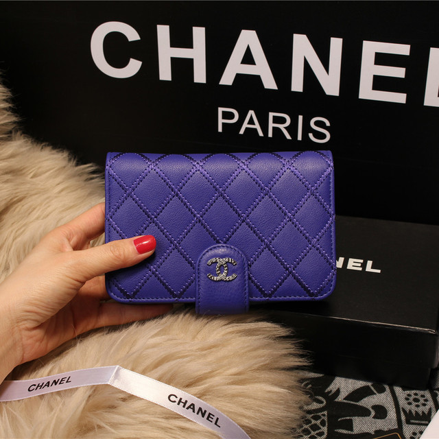 Chanel Matelasse Bi-Fold Wallet Sheepskin Leater A80136 Royal