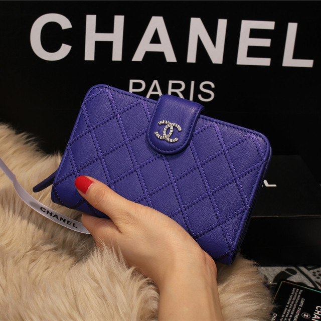 Chanel Matelasse Bi-Fold Wallet Sheepskin Leater A80136 Royal