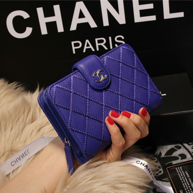 Chanel Matelasse Bi-Fold Wallet Sheepskin Leater A80136 Royal