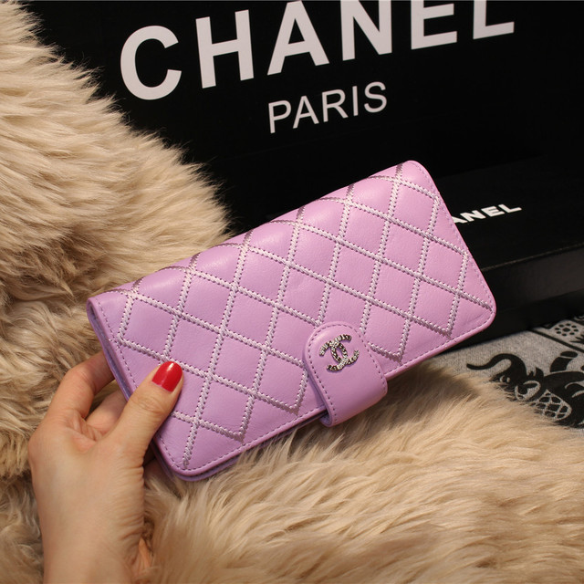 Chanel Matelasse Bi-Fold Wallet Sheepskin Leater A80137 Lavender