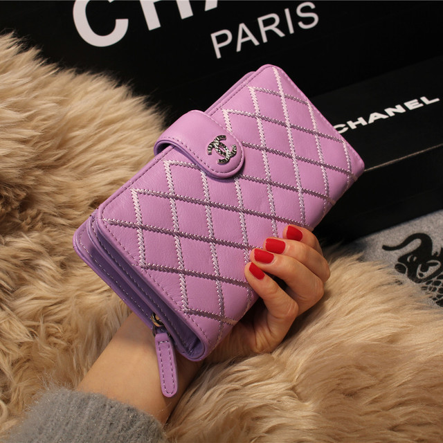 Chanel Matelasse Bi-Fold Wallet Sheepskin Leater A80137 Lavender