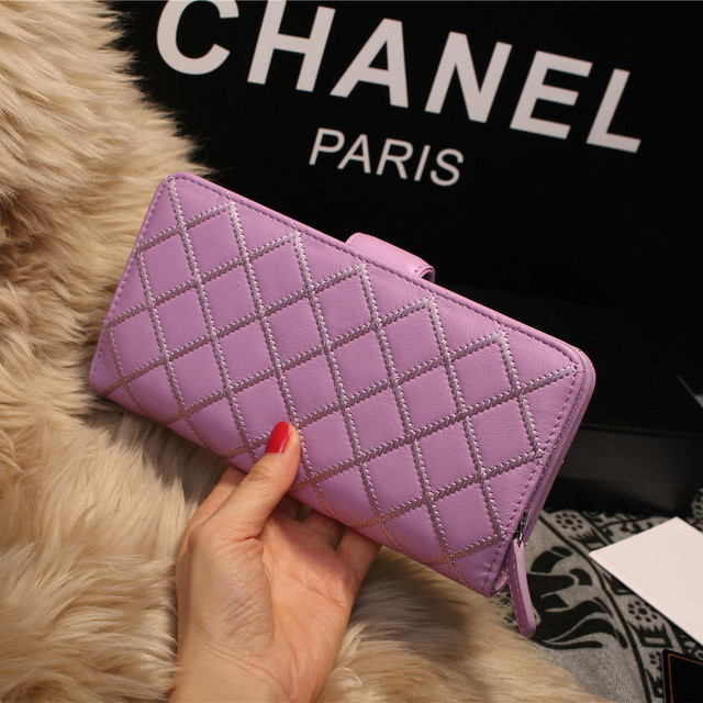 Chanel Matelasse Bi-Fold Wallet Sheepskin Leater A80137 Lavender