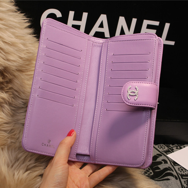 Chanel Matelasse Bi-Fold Wallet Sheepskin Leater A80137 Lavender