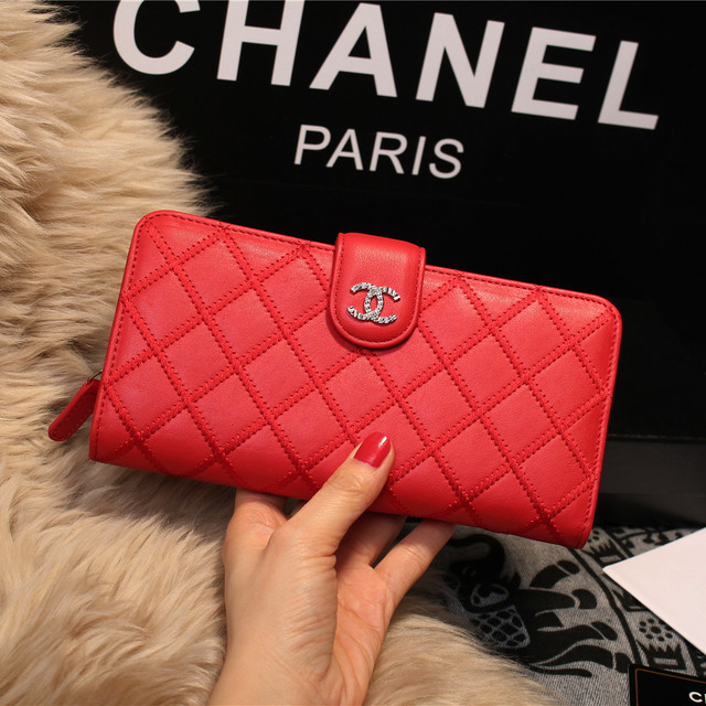 Chanel Matelasse Bi-Fold Wallet Sheepskin Leater A80137 Red