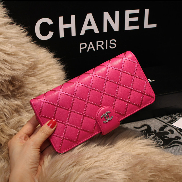 Chanel Matelasse Bi-Fold Wallet Sheepskin Leater A80137 Rose