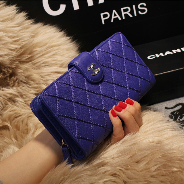 Chanel Matelasse Bi-Fold Wallet Sheepskin Leater A80137 Royal