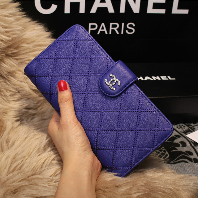 Chanel Matelasse Bi-Fold Wallet Sheepskin Leater A80137 Royal